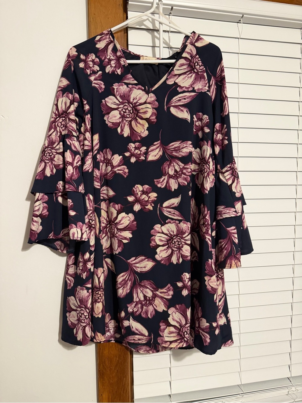 Altar'd State Navy with Pink Floral Print Mini Dress size L